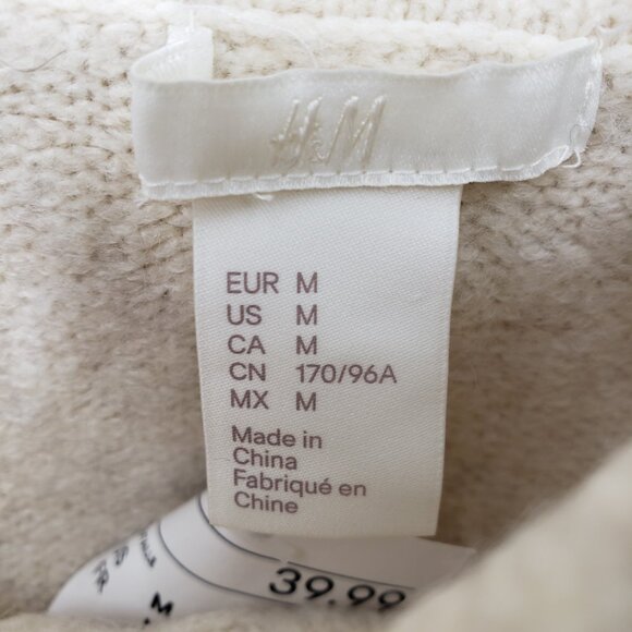 H&M Off Shoulder Cable Knit Sweater M Womens Cream - Picture 3 of 10